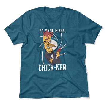 Chicken Spy Men/Unisex T-Shirt in Heather Deep Teal color